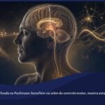 Estimulação cerebral profunda no Parkinson modulando circuitos cerebrais ligados ao movimento e à antecipação temporal.